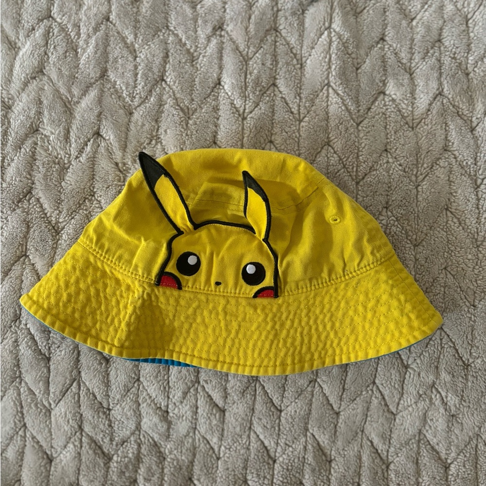 Kids Yellow Pikachu Bucket Hat - Gaming Character Sun Hat